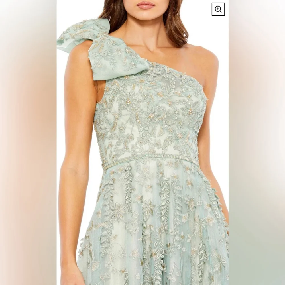 Embellished bow one shoulder A-line gown - Picture 3 of 3